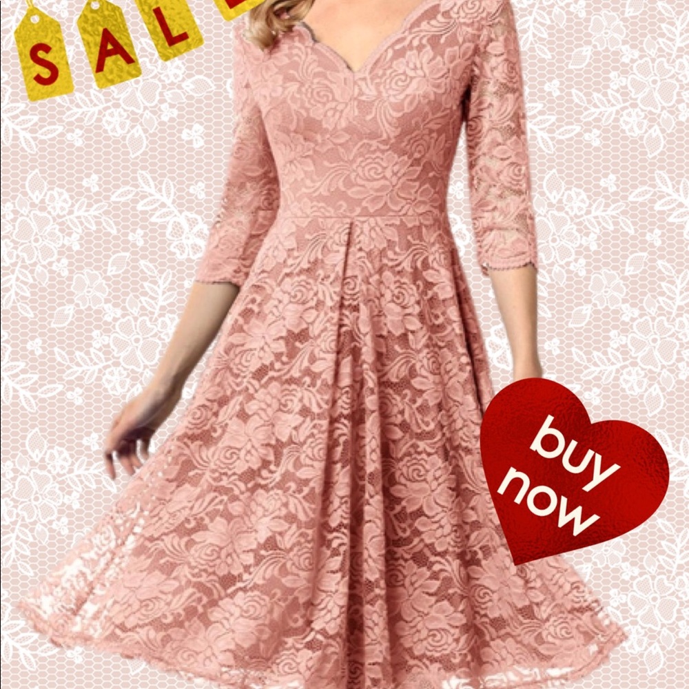 Women's Plus Size 2X Blush-tone Lace Party Dress